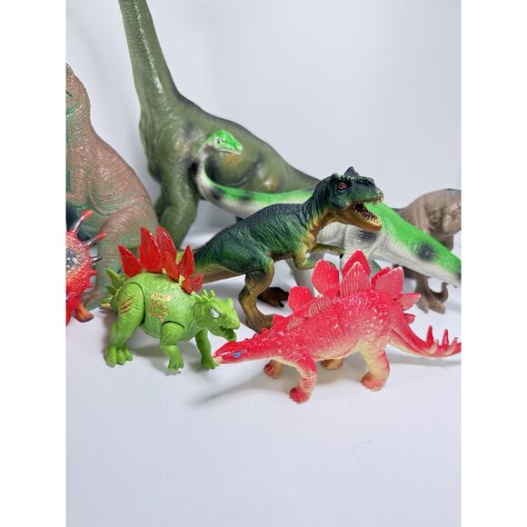 Vtg Dinosaur Toy Lot of 10 Assorted Mixed T Rex Creative Play Plastic Rubber - Picture 4 of 6